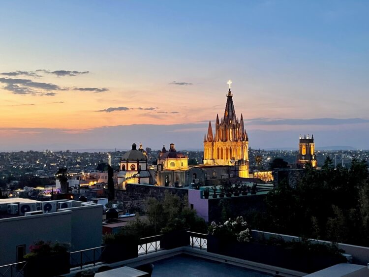 View of San Miguel de Allende in the early evening.